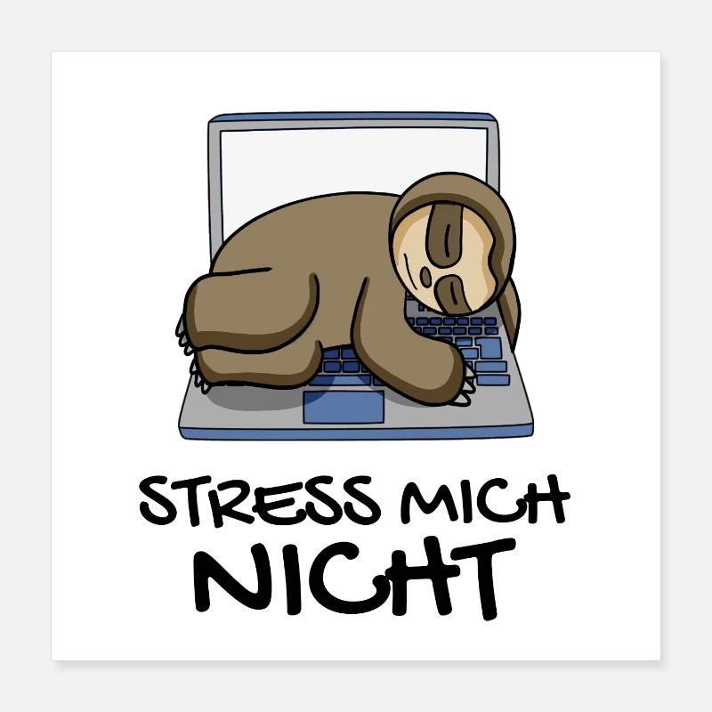 Faultier schlafen Spruch lustig Faul Poster 40x40 cm