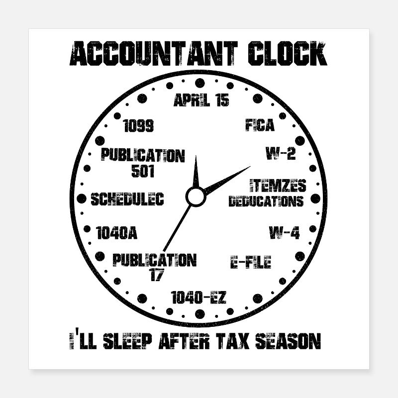 Drôle d’horloge comptable CPA Comptabilité Poster 40 x 40 cm