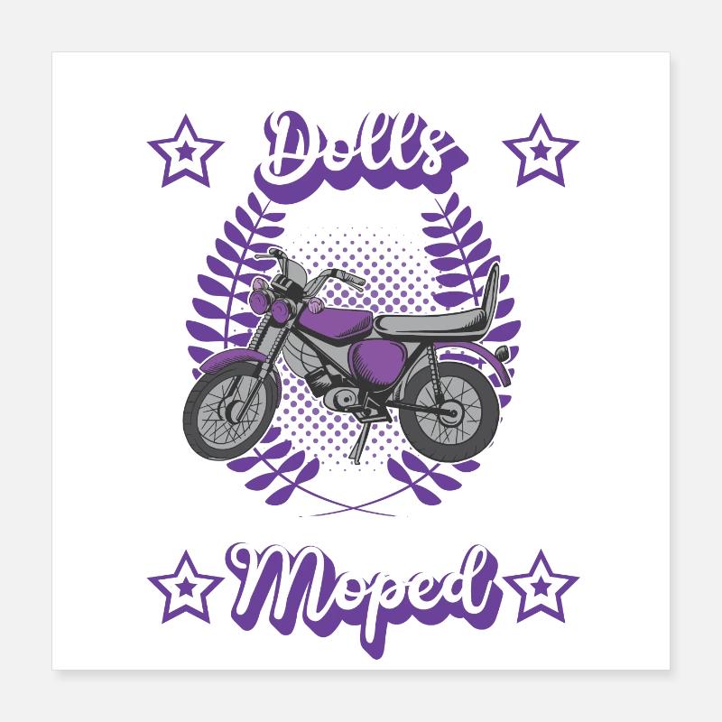 Moped Mopedfahrerin Retro Mofa Zweitakt Roller Poster 40x40 cm