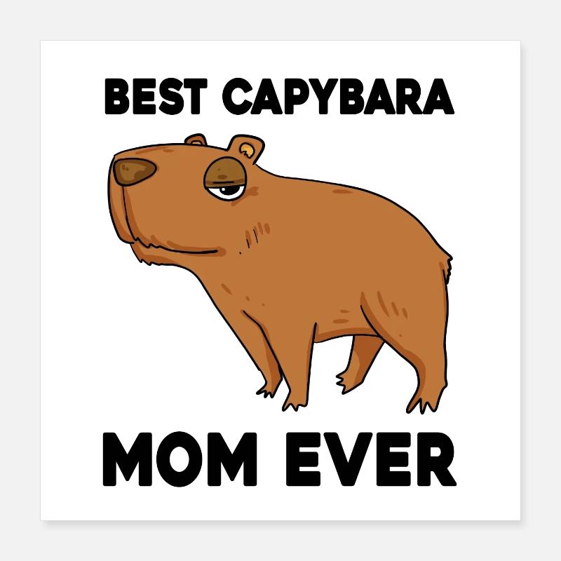 Capybara Mama Wasserschwein Poster 40 x 40 cm