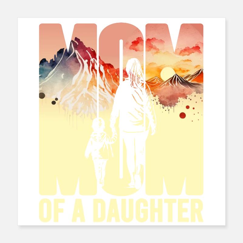Mutter mit einer Tochter Muttertag Berge Mama Kind Poster 40x40 cm