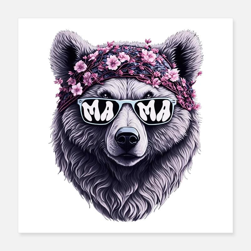 Mamabär Sonnenbrille Bandana Muttertag Blumen Poster 40x40 cm