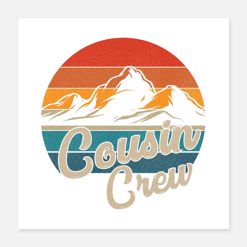 Cousin Crew Camping Outdoor Sunset Summer Camp Poster 16" x 16" (40x40 cm)