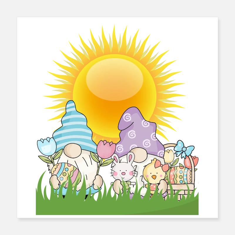 Sunny Spring Gnomes Parade Poster 16" x 16" (40x40 cm)
