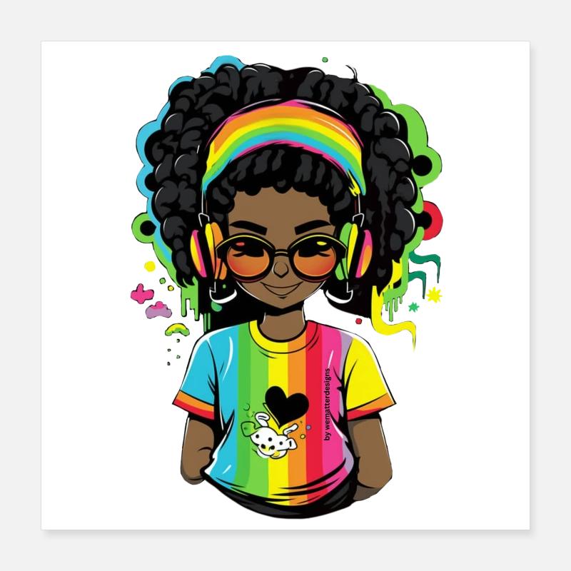 Bright reggae sweater with rainbow design Poster 16" x 16" (40x40 cm)