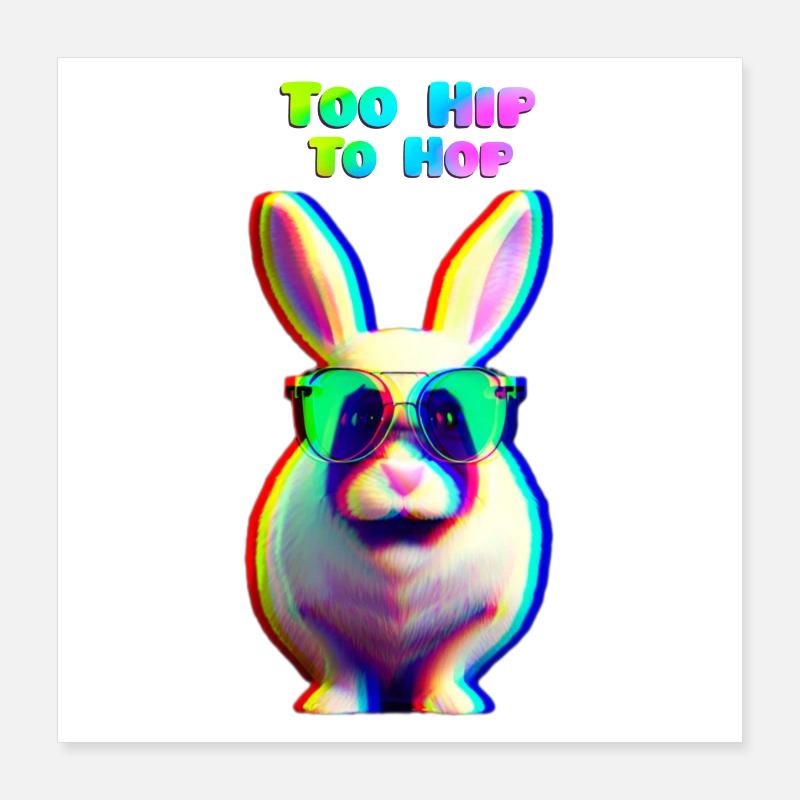 Cool Easter Bunny with Sunglasses Poster 16" x 16" (40x40 cm)
