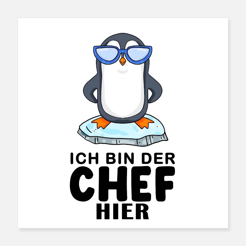 cooler Pinguin Chef Spruch Poster 40x40 cm