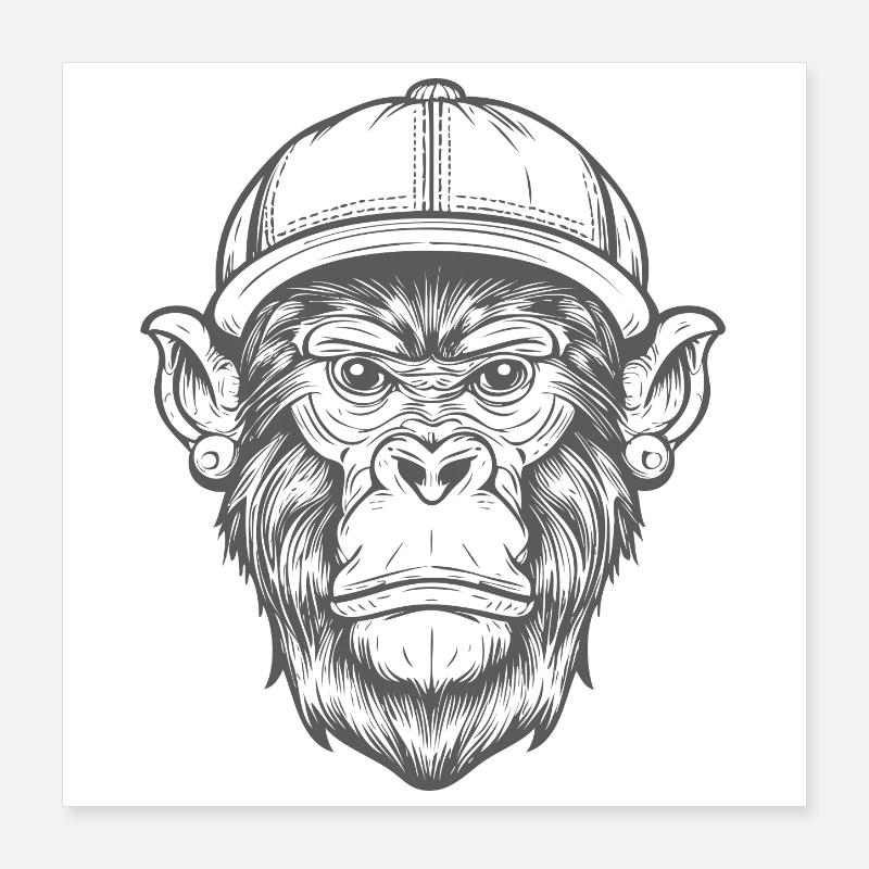 Funky Affe Poster 40x40 cm