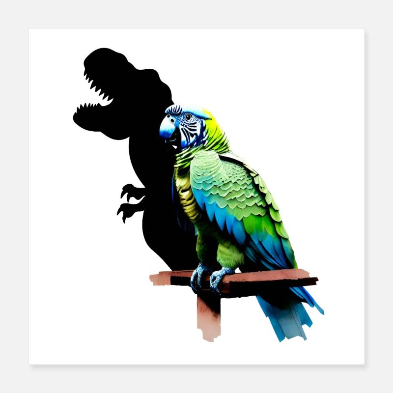 T-Rex Perroquet Jaune Bleu Ara Ara Poster 40 x 40 cm