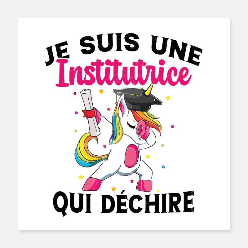 Femme Institutrice Qui Déchire Idée Enseignant Poster 40 x 40 cm
