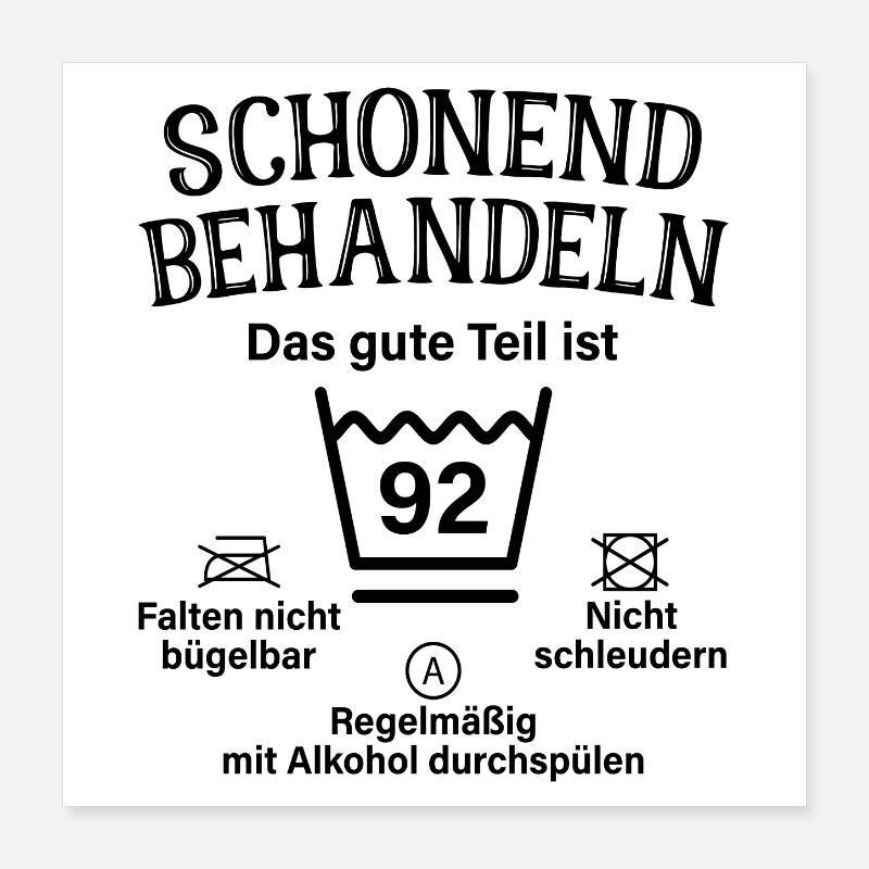 92. Geburtstag Schonend Behandeln 92 Teil Ist 92 Poster 40x40 cm