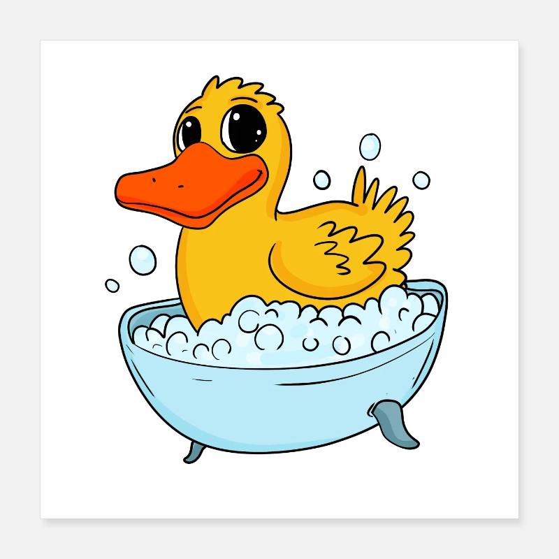 Duck bathing duck bathing Poster 16" x 16" (40x40 cm)