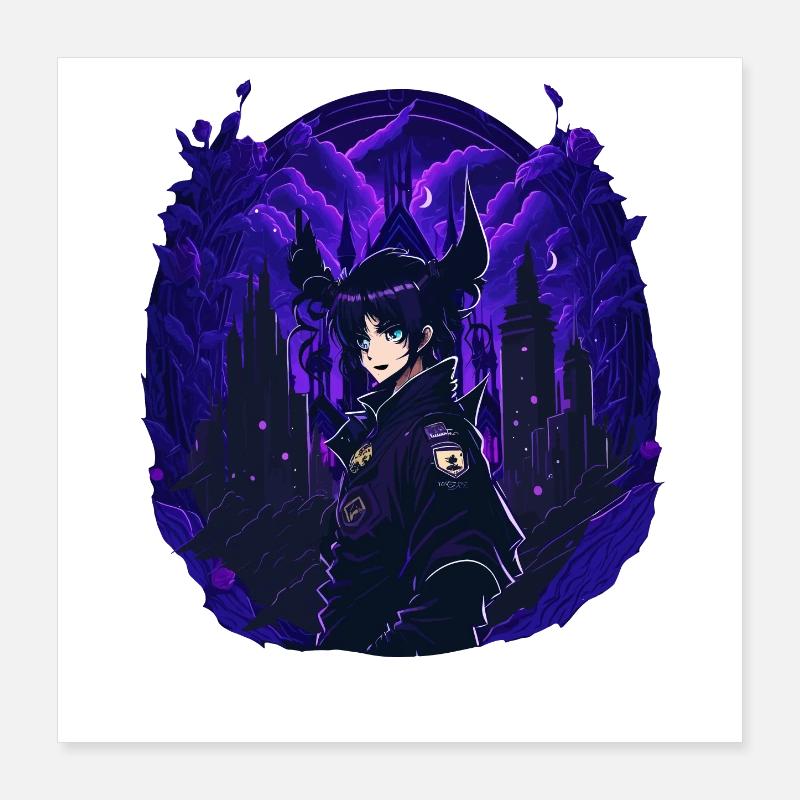 Goth Anime Girl dark night Poster 16" x 16" (40x40 cm)