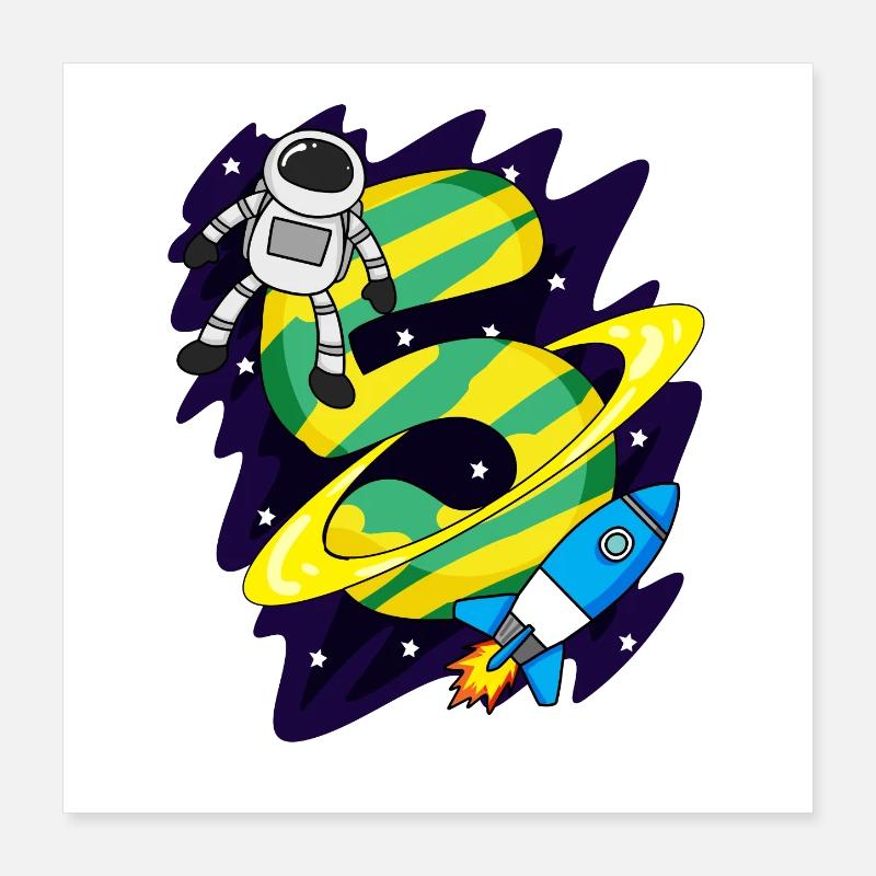 5 Birthday Boy Astronaut - five years Poster 16" x 16" (40x40 cm)
