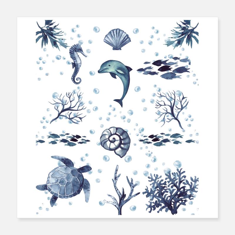 Under the Ocean - Marine Life Lovers Poster 40x40 cm