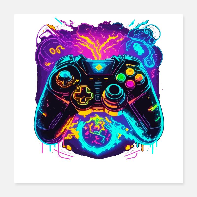 Power Graffiti Gaming Controller Poster 16" x 16" (40x40 cm)