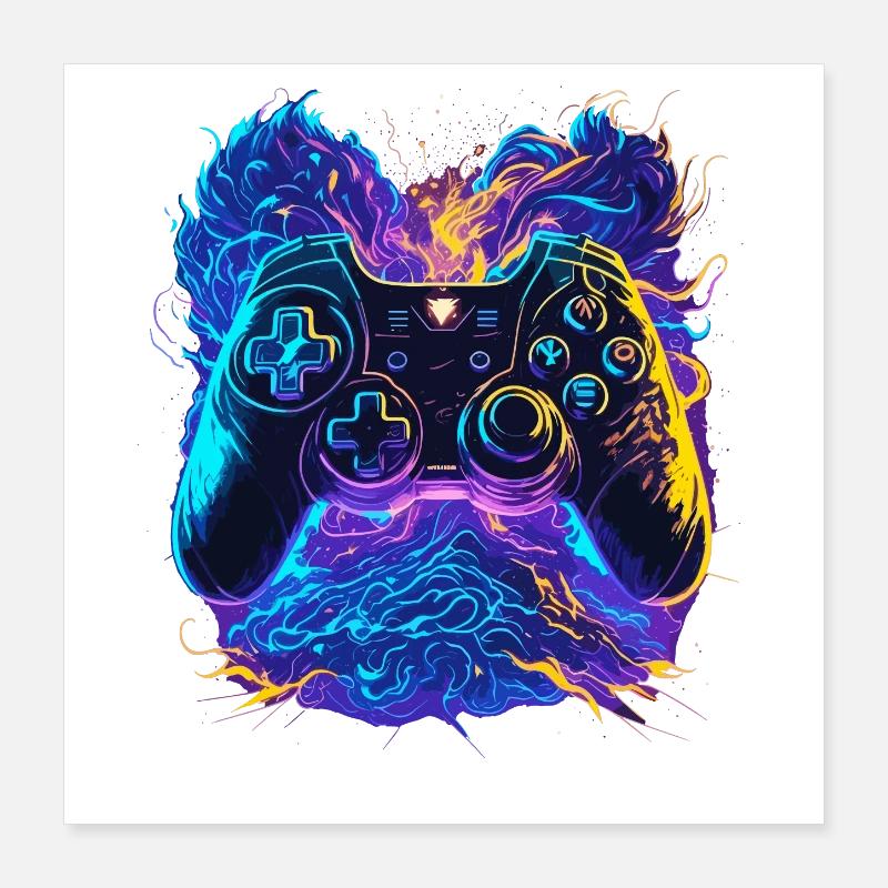 Manette de jeu Graffiti Neon Colors Poster 40 x 40 cm