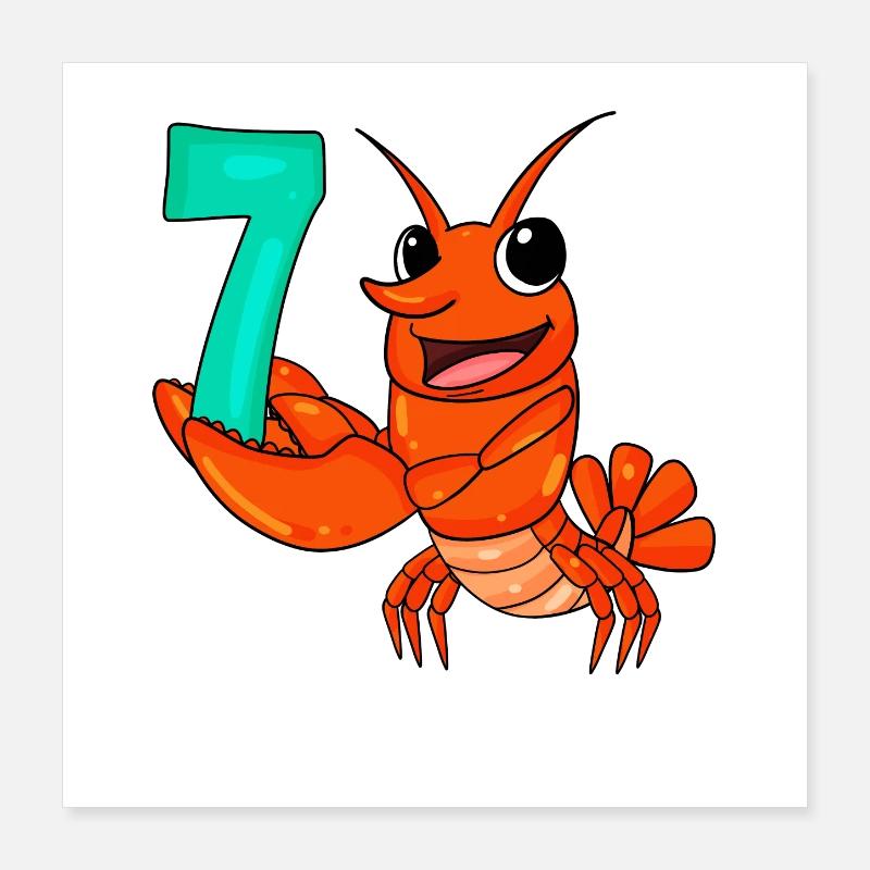 7e anniversaire Motif Lobster - sept ans Poster 40 x 40 cm