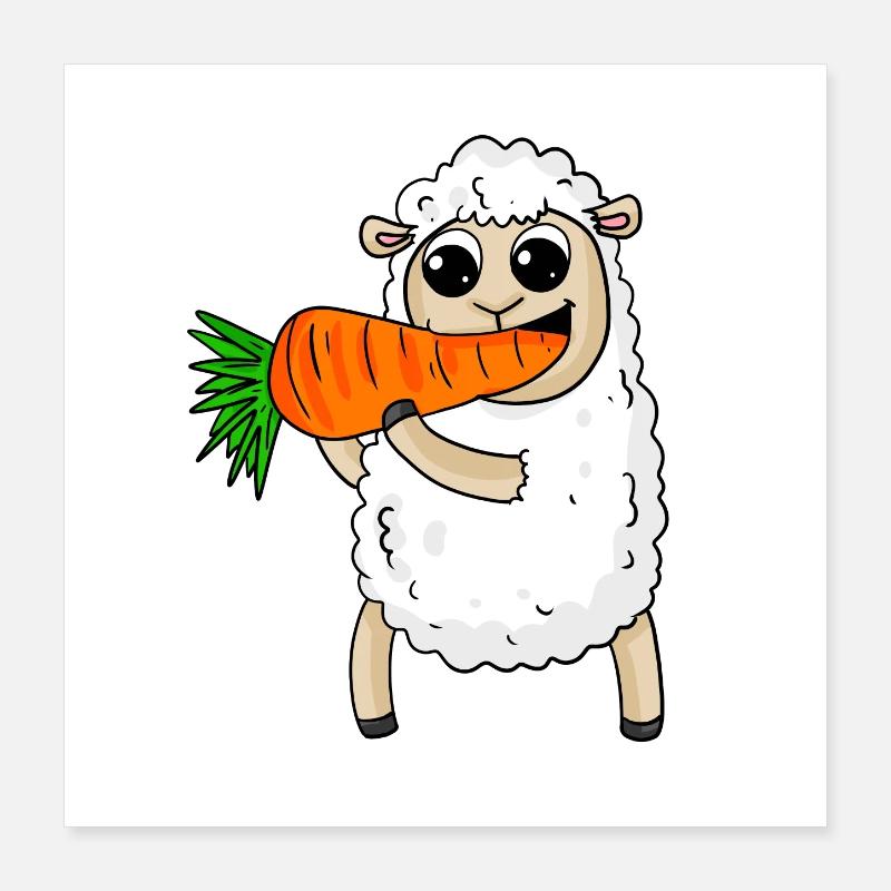 Sheep eats carrot Poster 16" x 16" (40x40 cm)