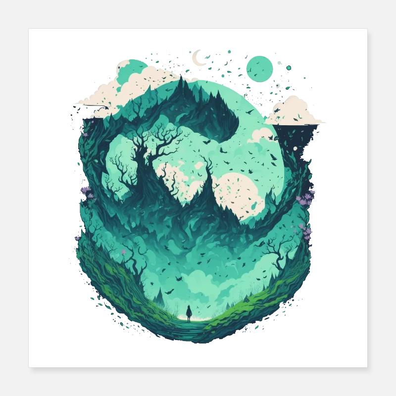 Fantasy Wonderland Fairytale Forest Poster 16" x 16" (40x40 cm)