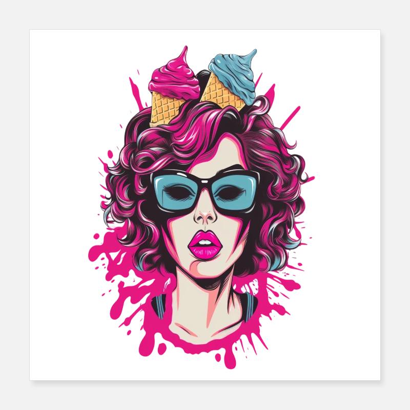 Lebendige Pop-Art Comics Schwester Poster 40x40 cm