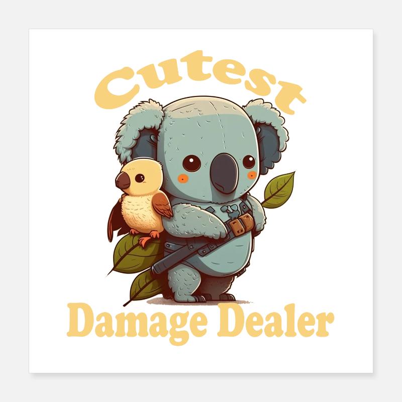 Mignon causer des dégâts koala ours avec petit vog Poster 40 x 40 cm