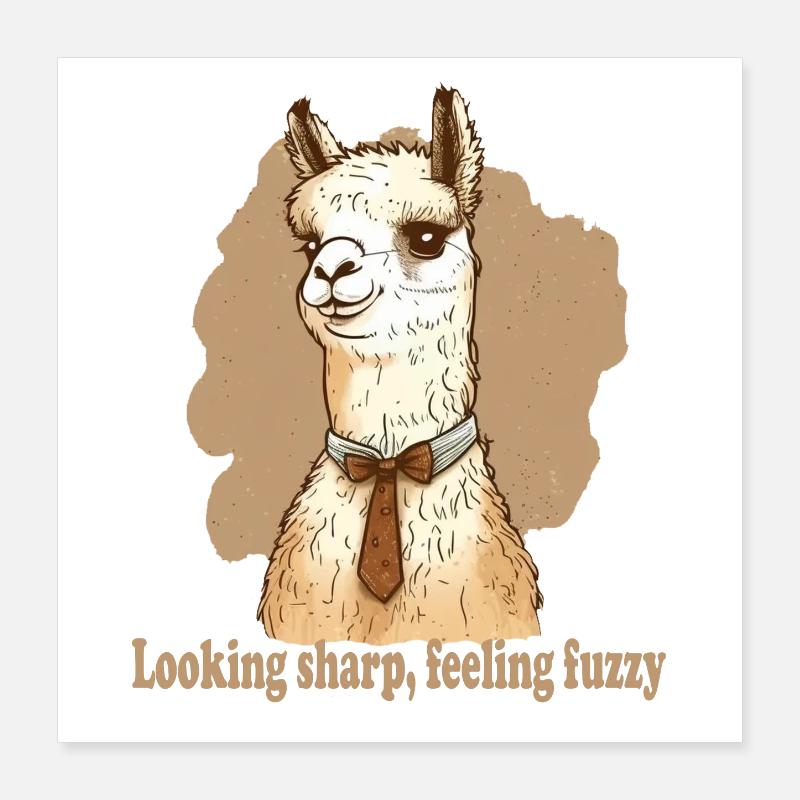 Looking sharp feeling fuzzy Lama Poster 40x40 cm