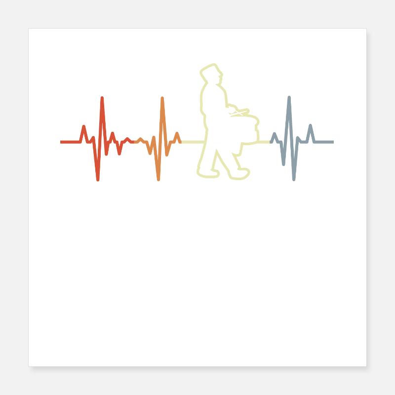 Vintage drum heart palpitations Poster 16" x 16" (40x40 cm)