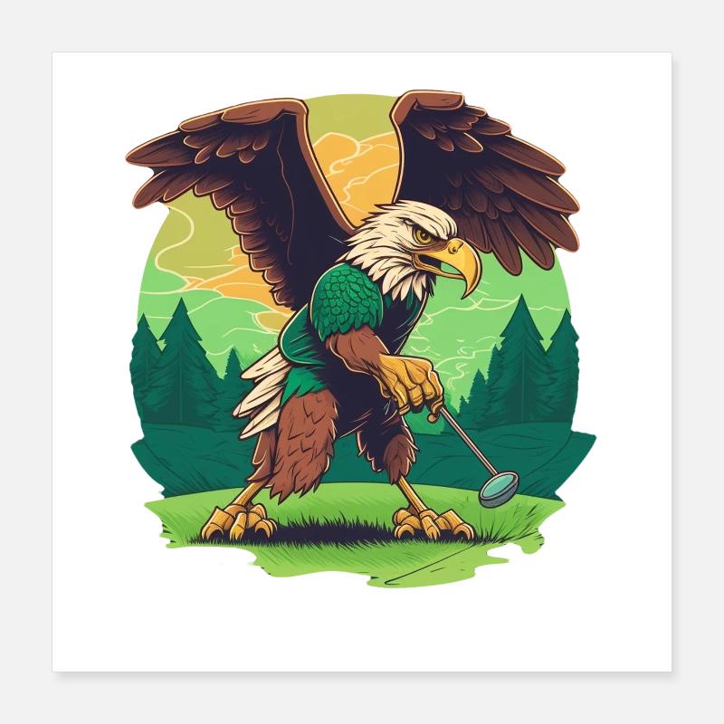 Golfspielender Adler Poster 40x40 cm