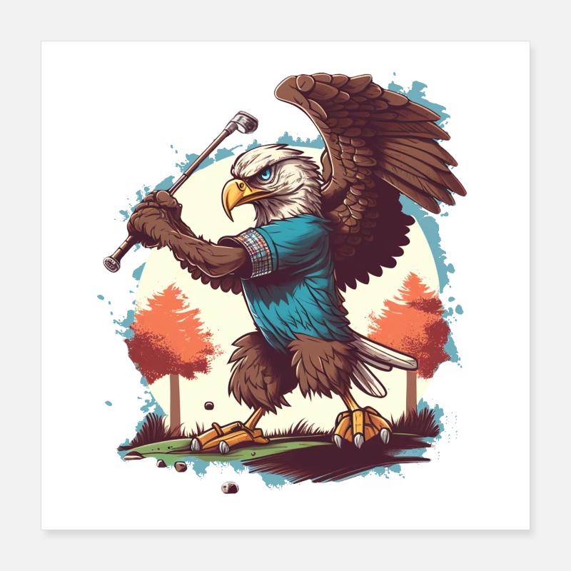 Eagle balance le club de golf Poster 40 x 40 cm