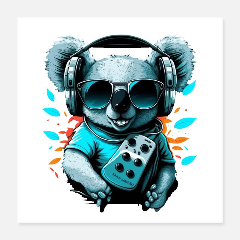 Koala bear with Walkman and sunglasses Poster 16" x 16" (40x40 cm)
