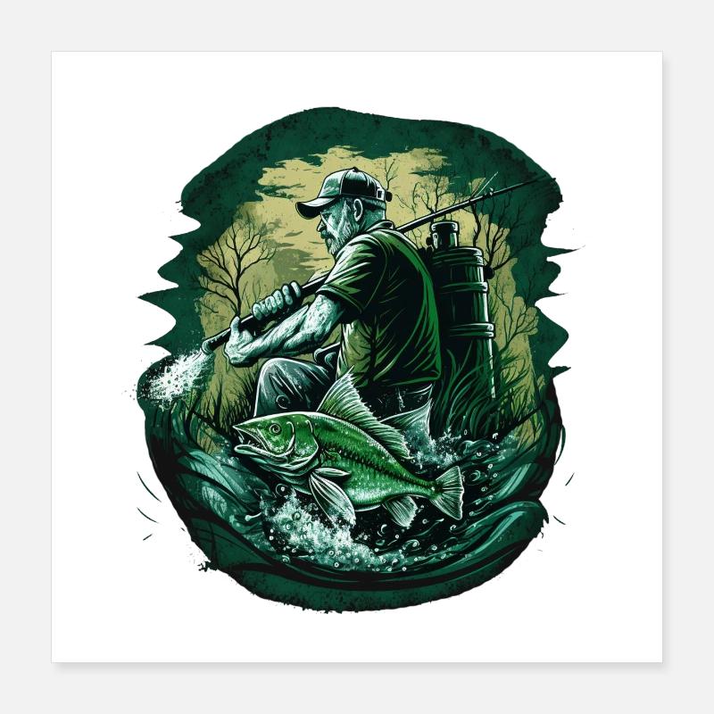 Pêcheurs pêchant Poster 40 x 40 cm