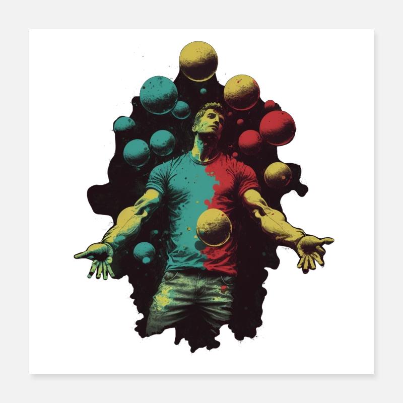 Mann jongliert mit Bällen Poster 40x40 cm