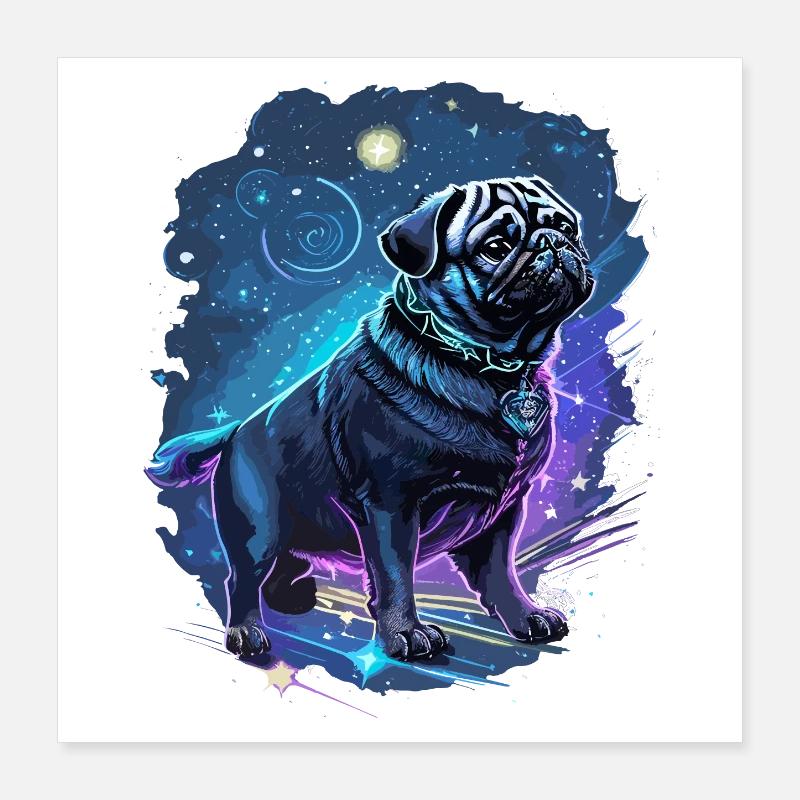 Chien carlin mythique Poster 40 x 40 cm