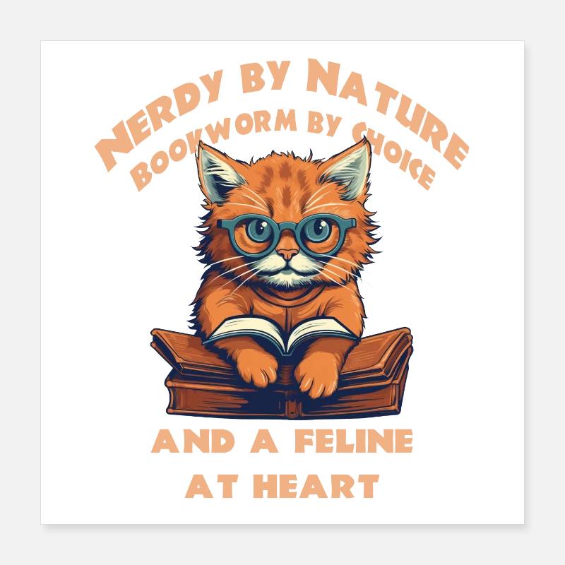 Chat avec livre Poster 40 x 40 cm