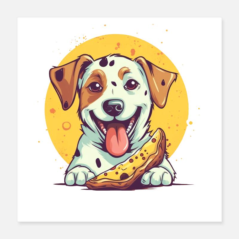 Dog with pizza Poster 16" x 16" (40x40 cm)