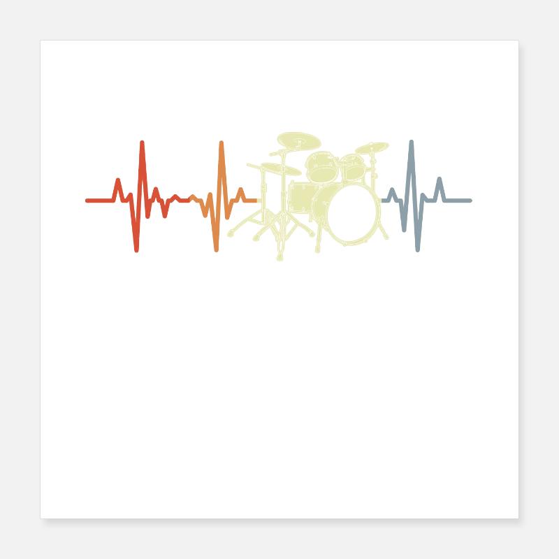 Drummer ECG Heart palpitations Poster 16" x 16" (40x40 cm)
