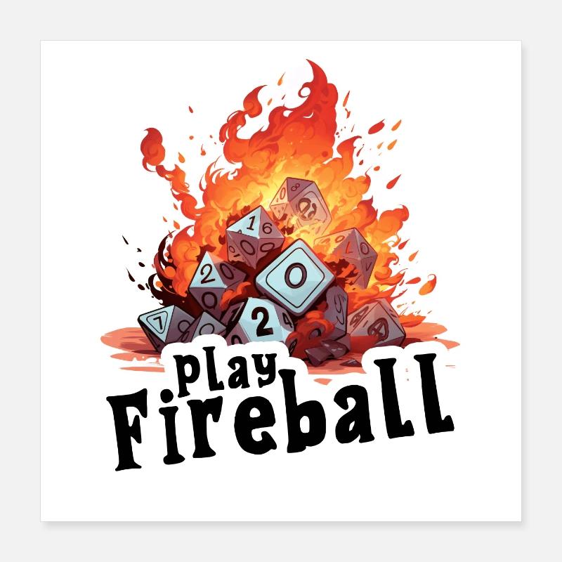 Exaggerated Fireball – Cube Chaos RPG Poster 16" x 16" (40x40 cm)