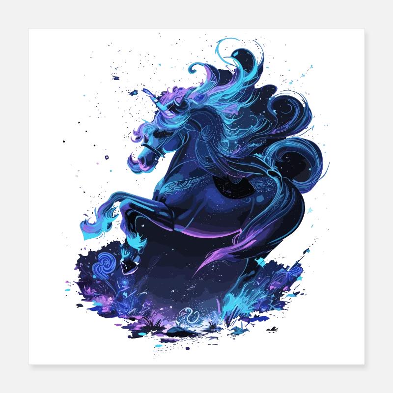Licorne mystique minuit Poster 40 x 40 cm