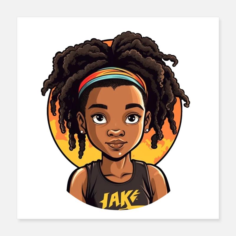 Expressive Afro Portrait at Sunset Poster 16" x 16" (40x40 cm)