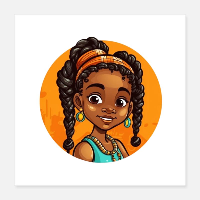 Illustration élégante d’afro-héroïne Poster 40 x 40 cm