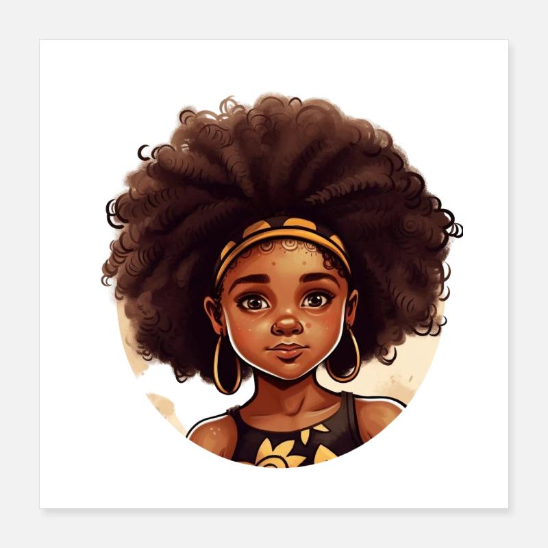 Kraftvolle Afro-Heldin Illustration Poster 40x40 cm