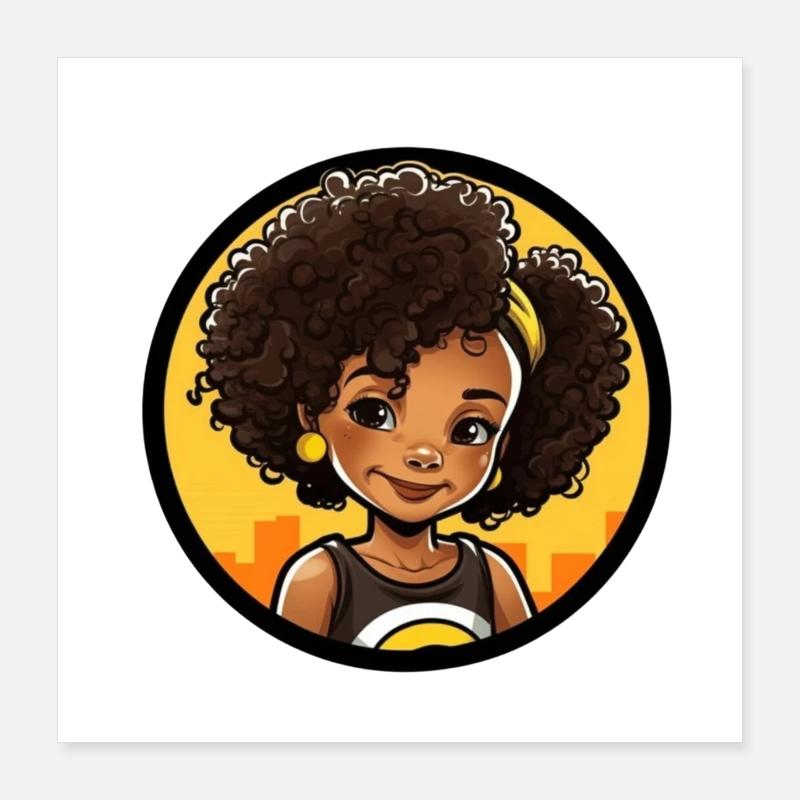 Illustration de dessin animé de style afro vif Poster 40 x 40 cm