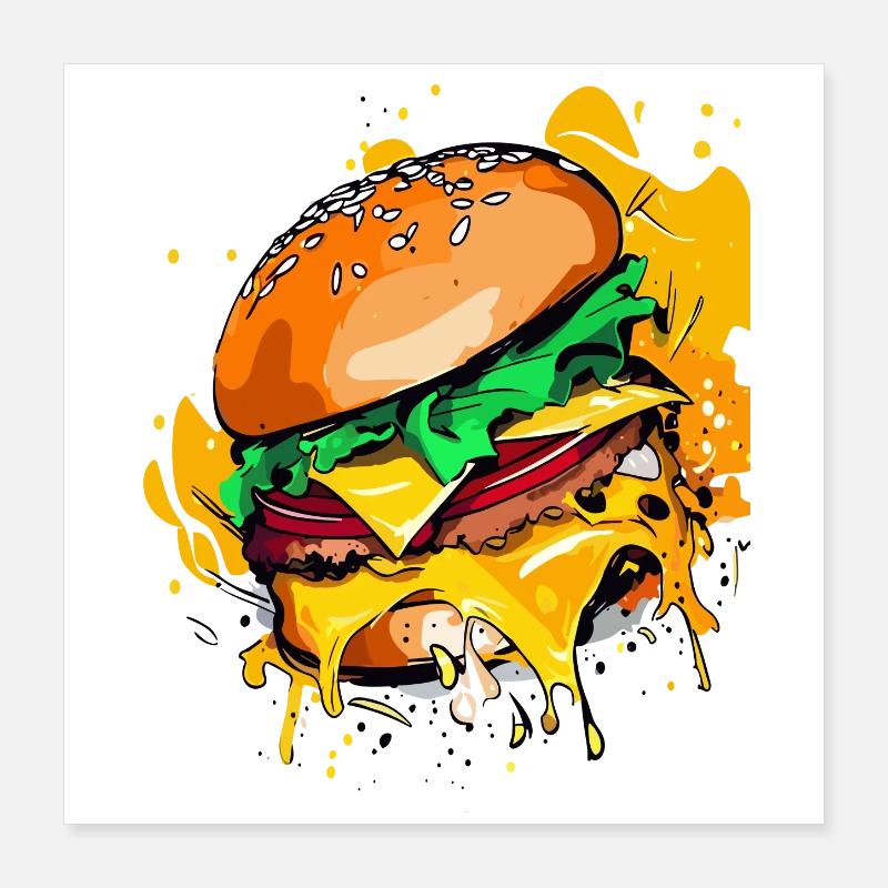 Burger au fromage supplémentaire Cheeseburge Poster 40 x 40 cm