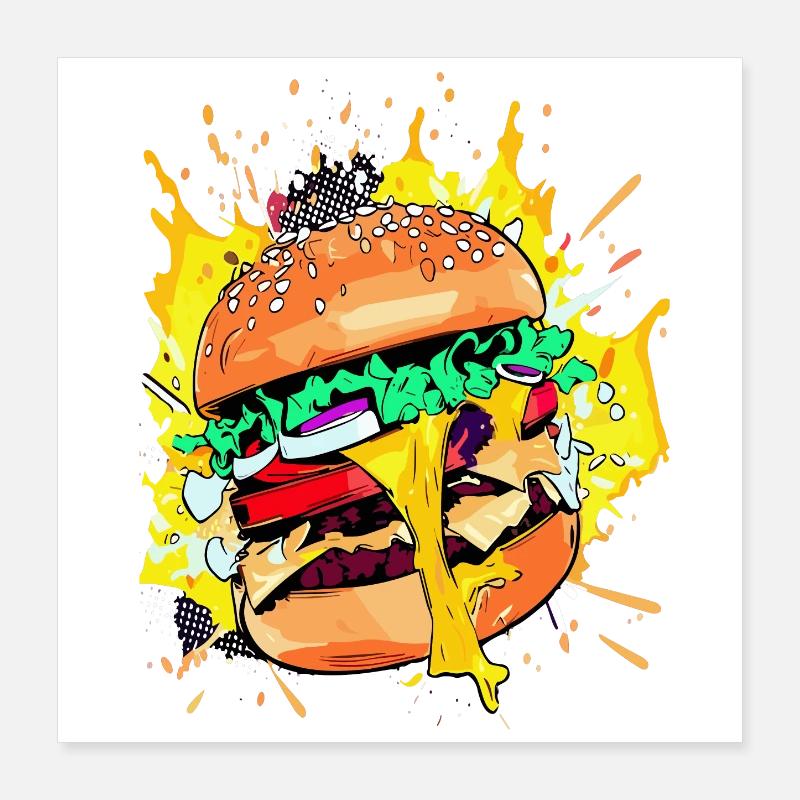 Burger au fromage supplémentaire Cheeseburge Poster 40 x 40 cm