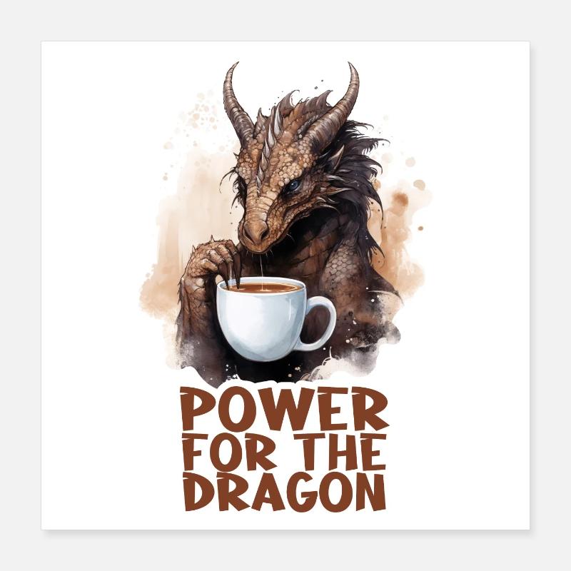Coffee Power For Dragons RPG Shirt Poster 16" x 16" (40x40 cm)