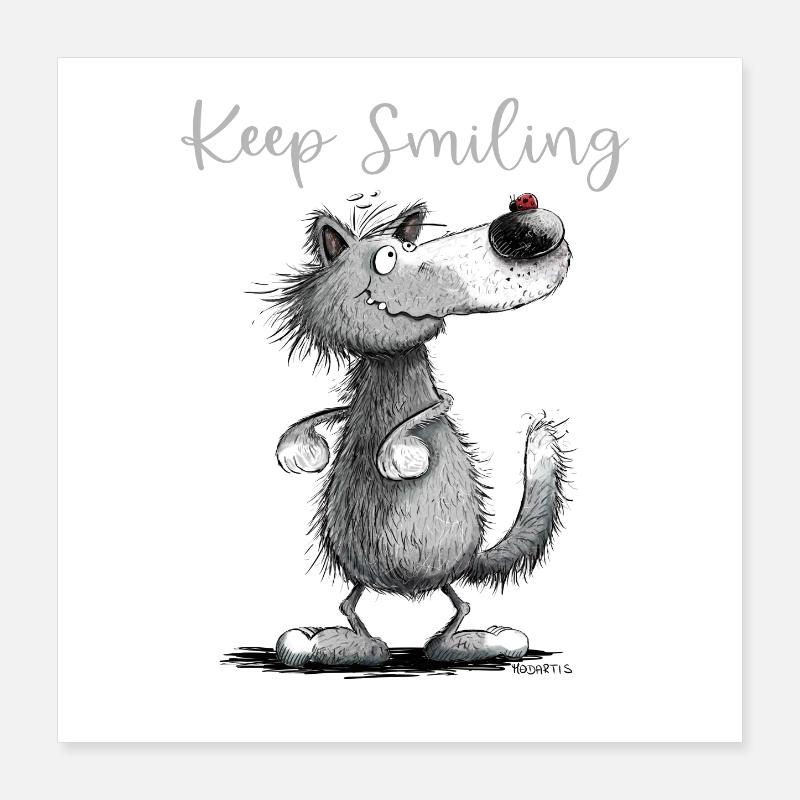 Keep Smiling Wolf Motiv I Lustiger Wolf Poster 40x40 cm