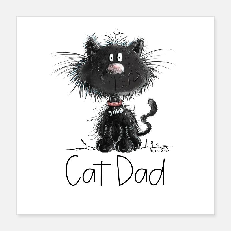 Droll chat noir avec chats papa disant Poster 40 x 40 cm
