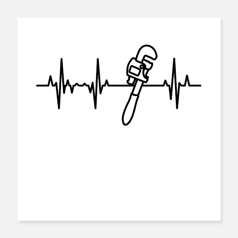 Clé à pipe ECG Heart Line Poster 40 x 40 cm