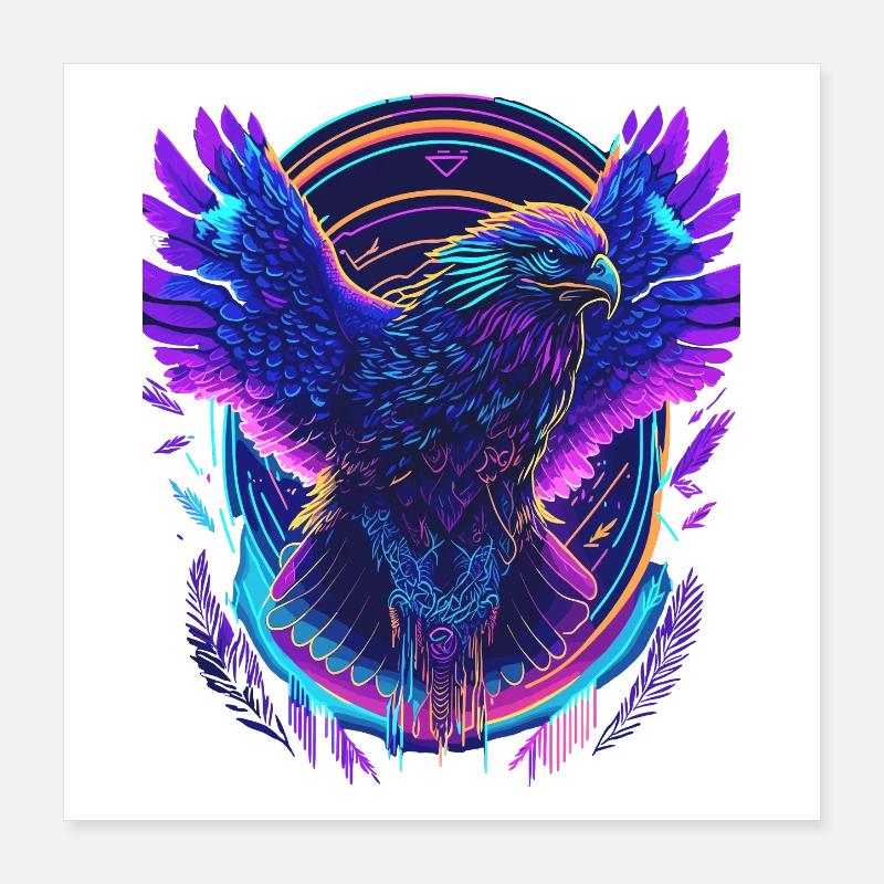Flying Eagle Synthwave Poster 16" x 16" (40x40 cm)